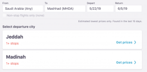 Flights from Saudi Arabia to Mashhad